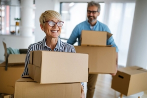 Older couple moving into new home